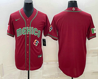 Men%27s Mexico Baseball Blank 2023 Red World Baseball With Patch Classic Stitched Jersey